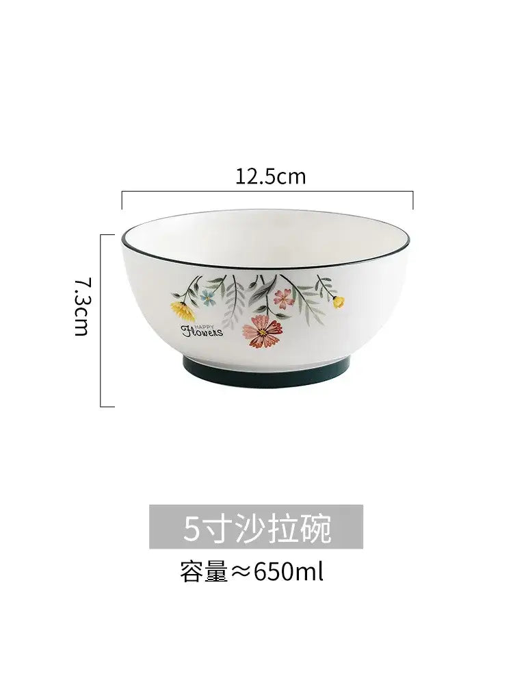 DecorBites™ Bone China Rice Noodles Bowl and Dinner Plate Set