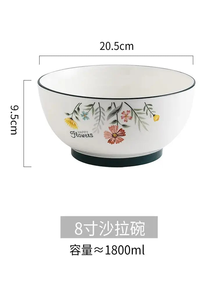 DecorBites™ Bone China Rice Noodles Bowl and Dinner Plate Set