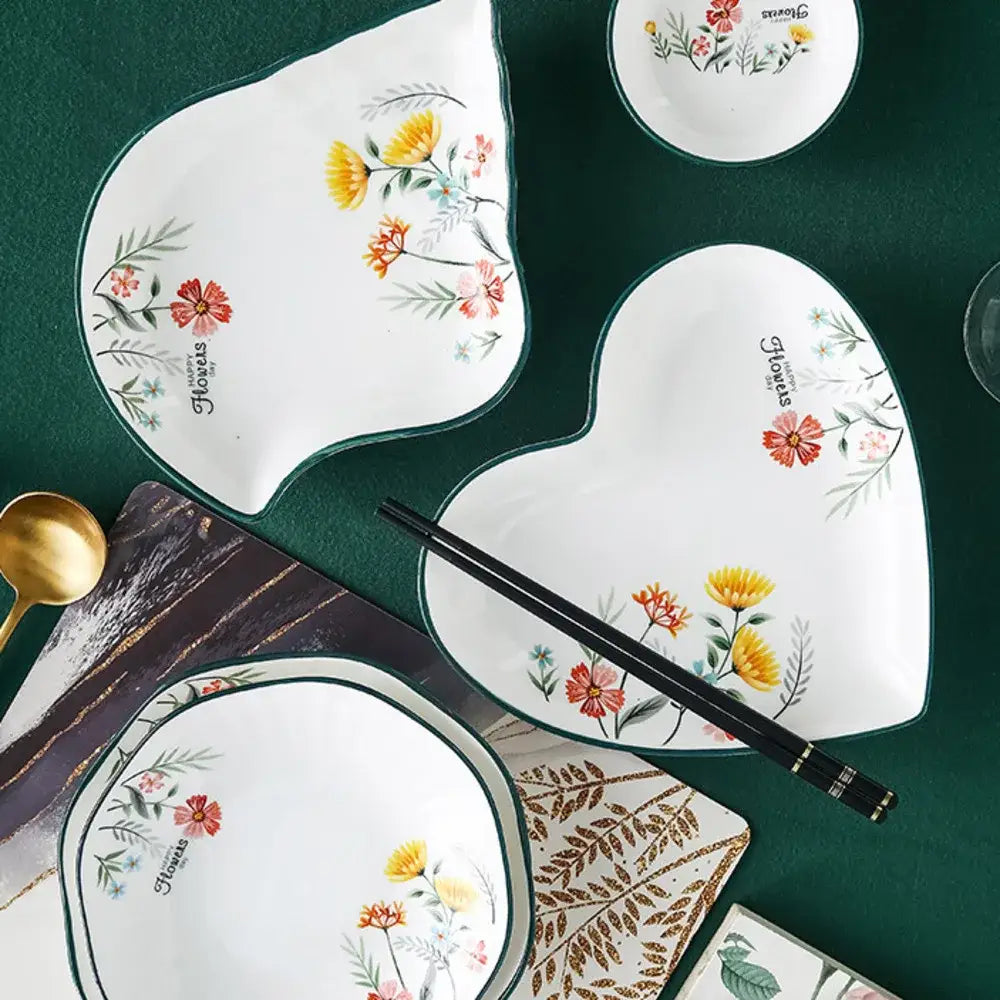DecorBites™ Bone China Rice Noodles Bowl and Dinner Plate Set
