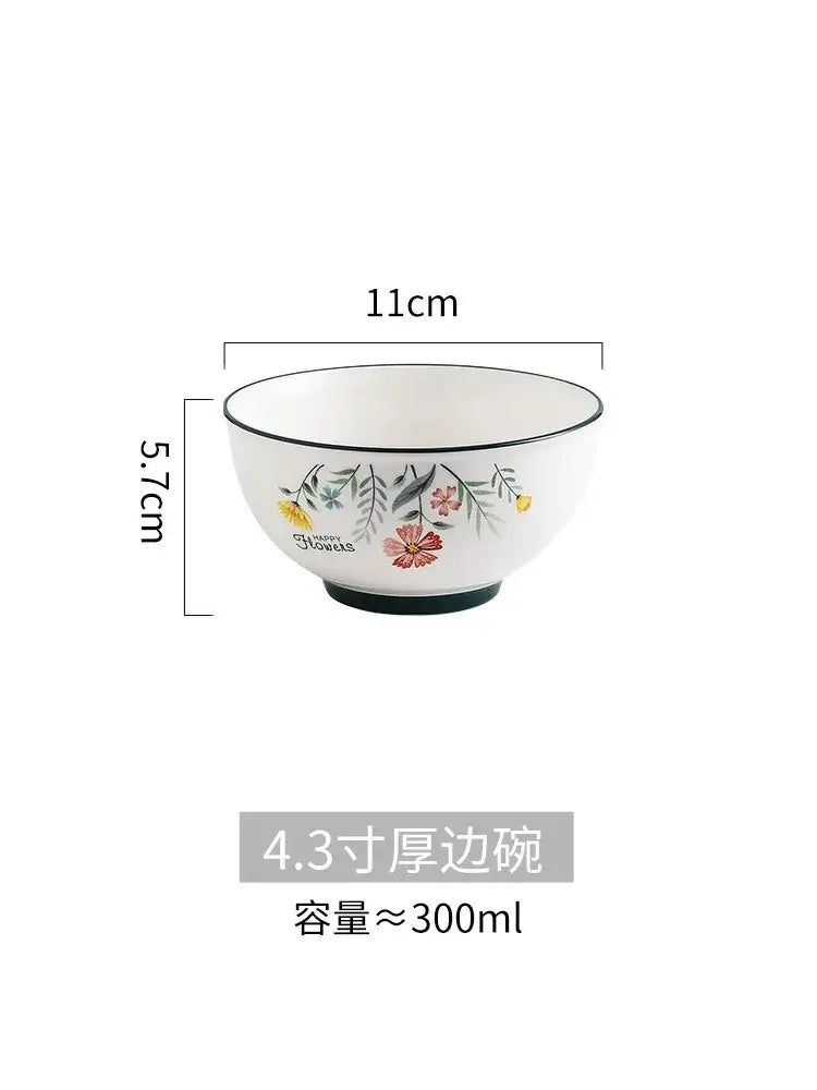 DecorBites™ Bone China Rice Noodles Bowl and Dinner Plate Set
