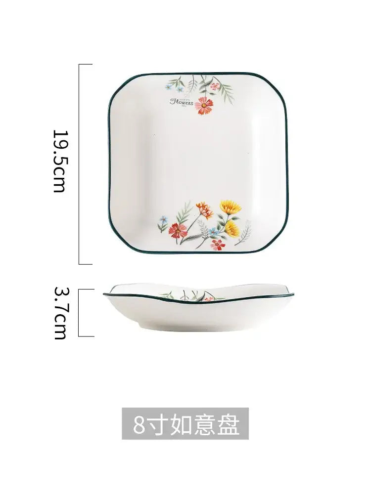 DecorBites™ Bone China Rice Noodles Bowl and Dinner Plate Set