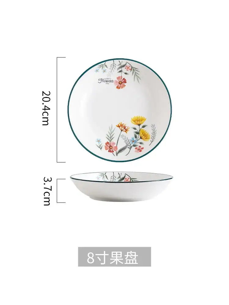 DecorBites™ Bone China Rice Noodles Bowl and Dinner Plate Set