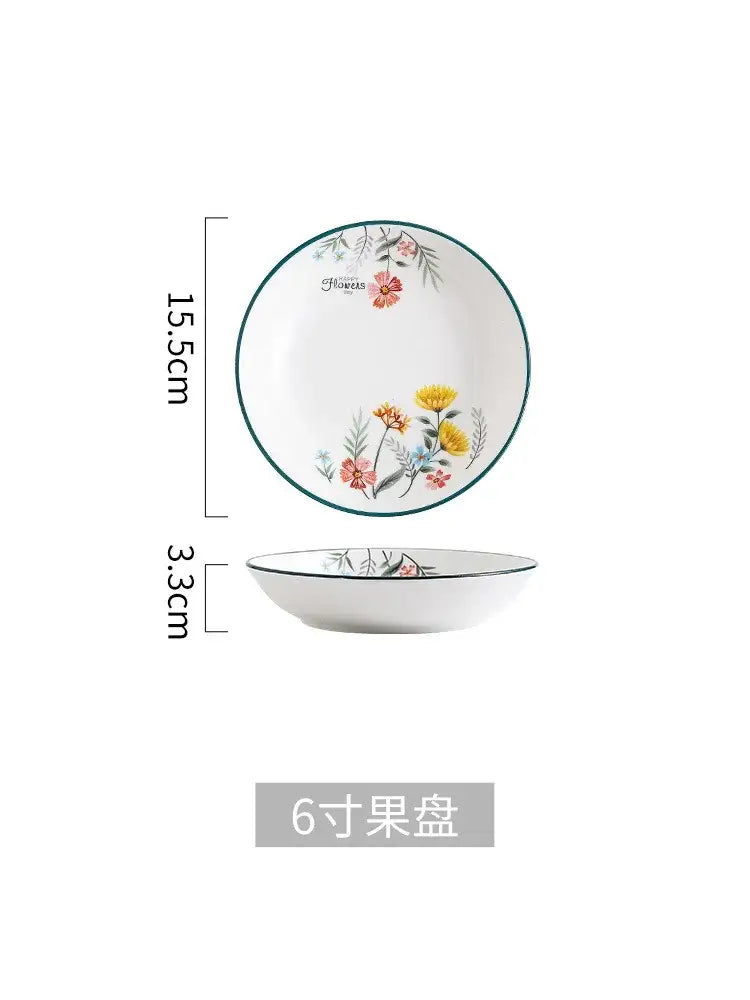 DecorBites™ Bone China Rice Noodles Bowl and Dinner Plate Set