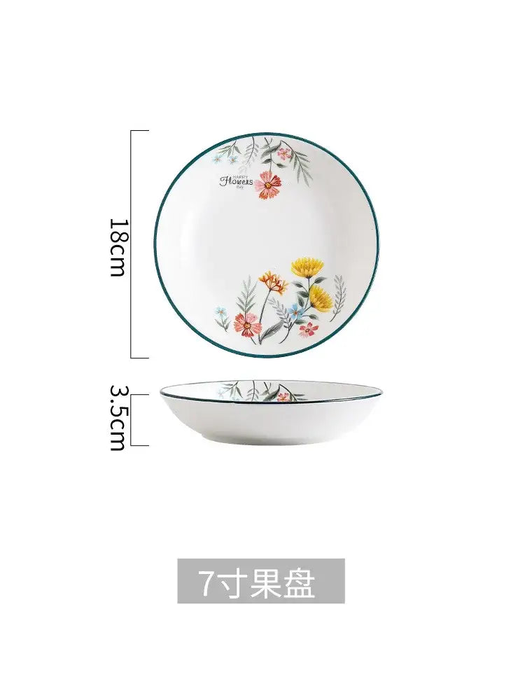 DecorBites™ Bone China Rice Noodles Bowl and Dinner Plate Set
