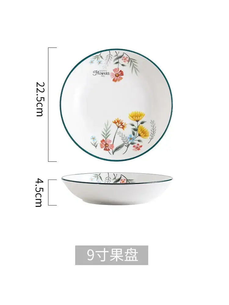 DecorBites™ Bone China Rice Noodles Bowl and Dinner Plate Set