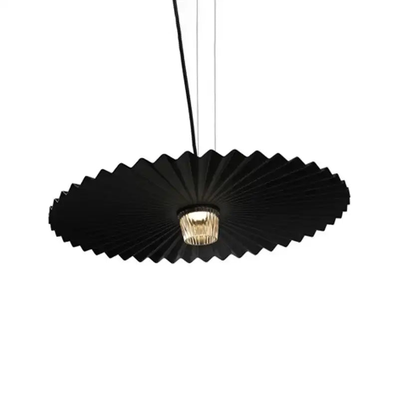 Decorbites boomerang wood black & cream pleated fan dining room lamp