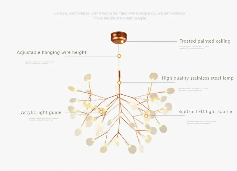 DecorBites™ Branch Design Nordic Chandelier - Rose Gold/Black