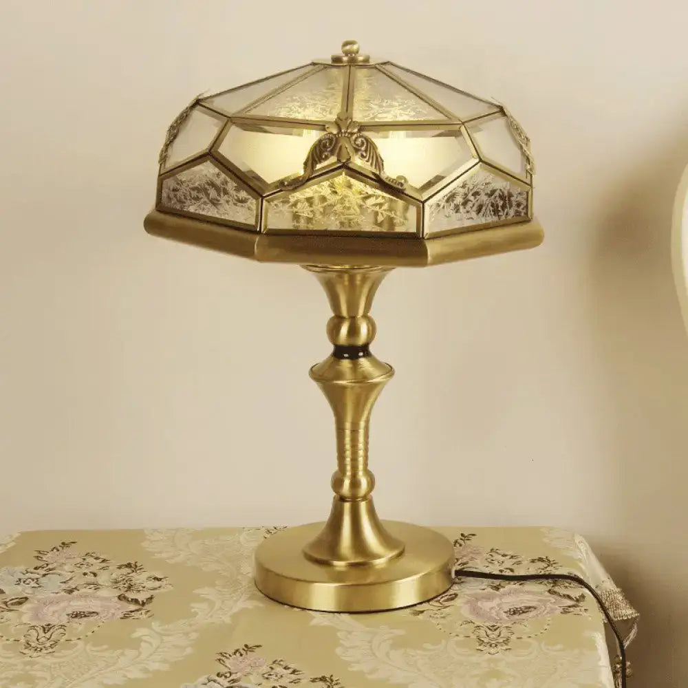 DecorBites™ Brass 3-Light Night Light with Classic Frost Glass: Ideal for Bedroom Tables