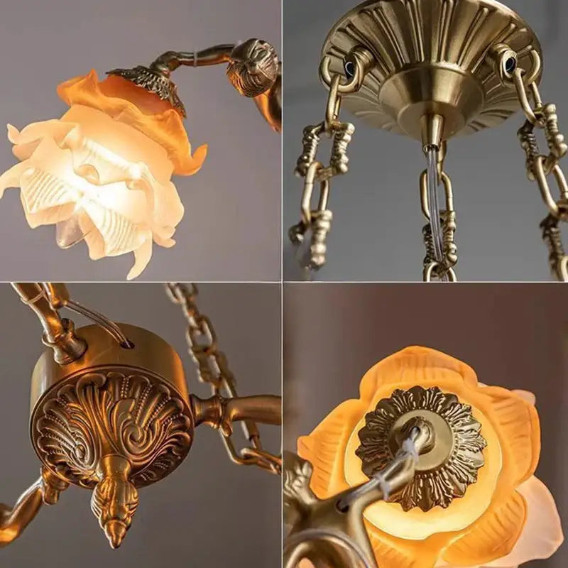 Decorbites brass angel chandelier with flower glass for living room