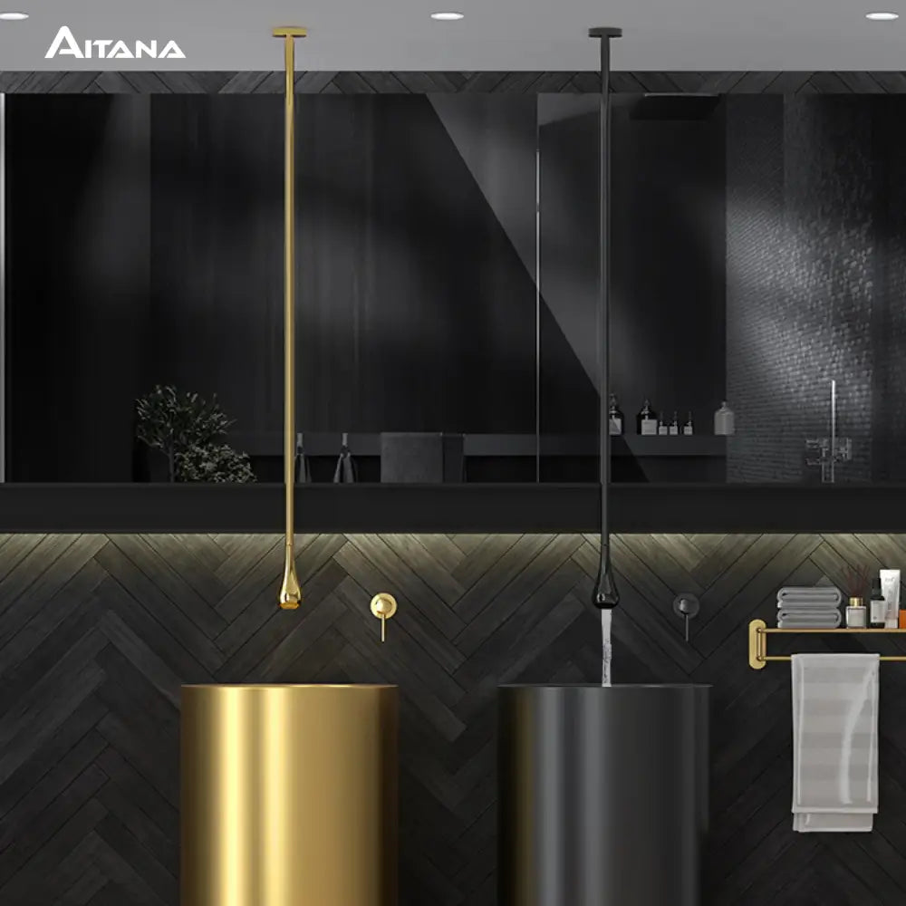 Robinet de salle de bain de luxe noir en laiton DecorBites™ - Monocommande