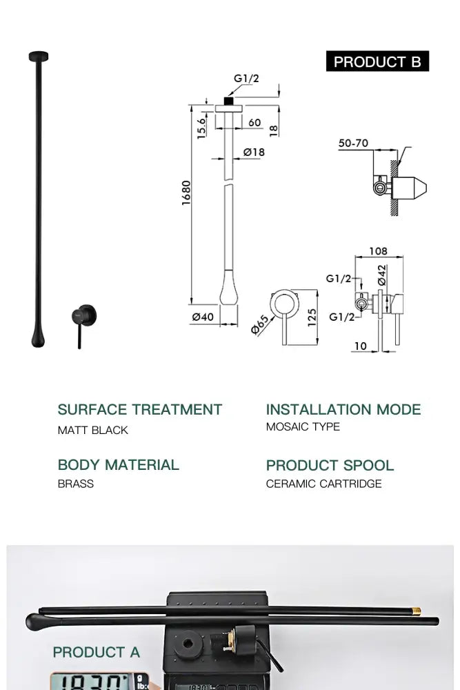 Robinet de salle de bain de luxe noir en laiton DecorBites™ - Monocommande