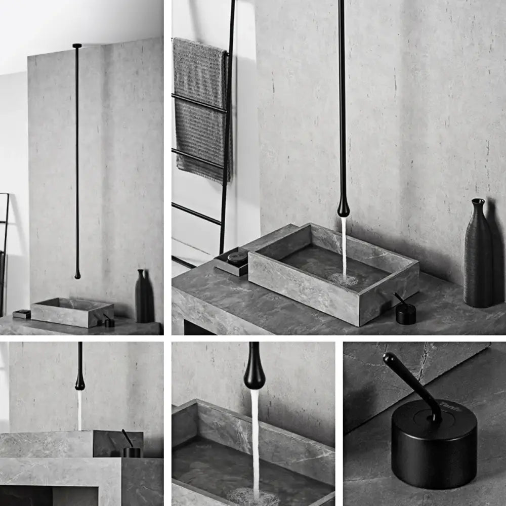 Robinet de salle de bain de luxe noir en laiton DecorBites™ - Monocommande