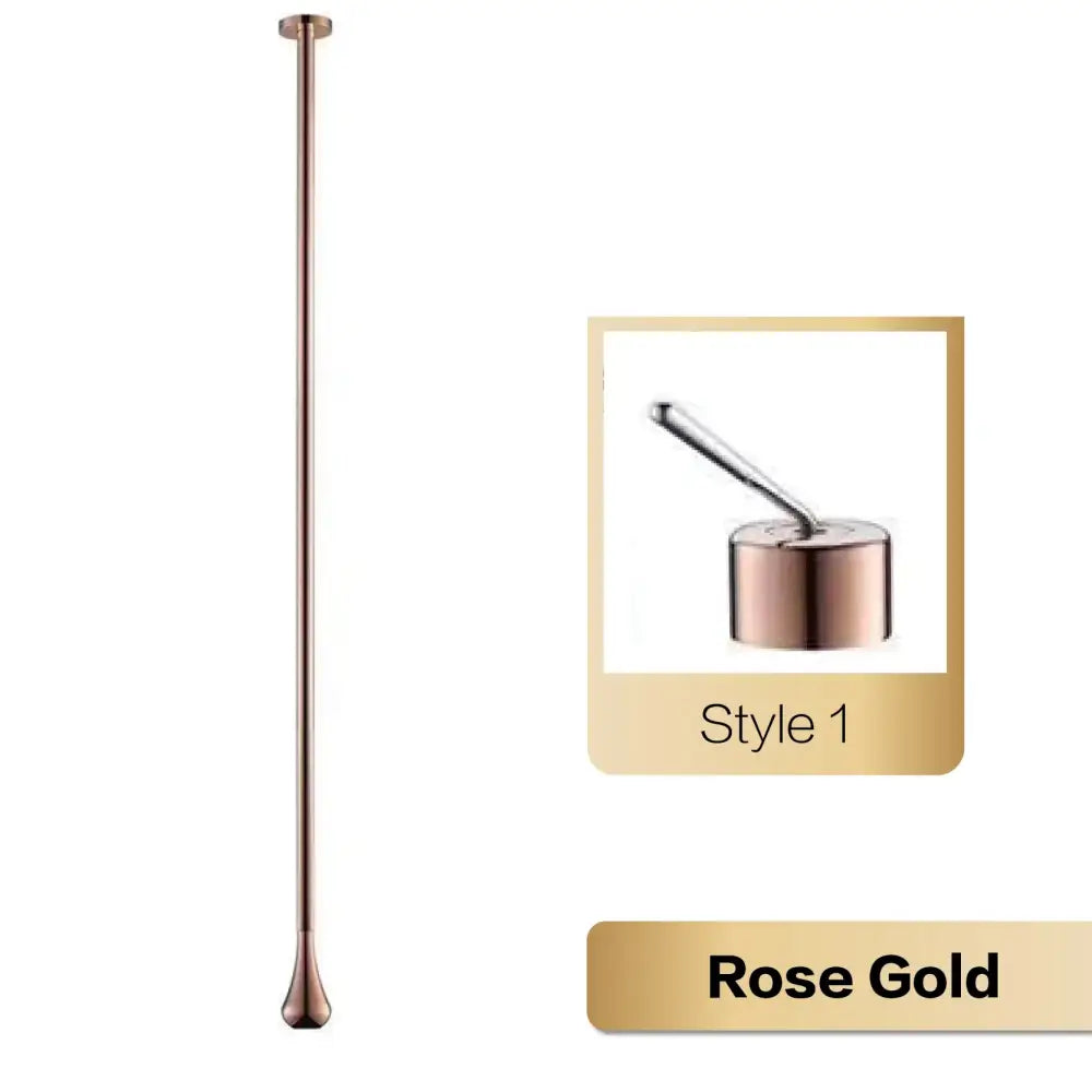 Rose gold metallic pole with sleek tapered design and rounded base for decorbites™ brass black single handle faucet