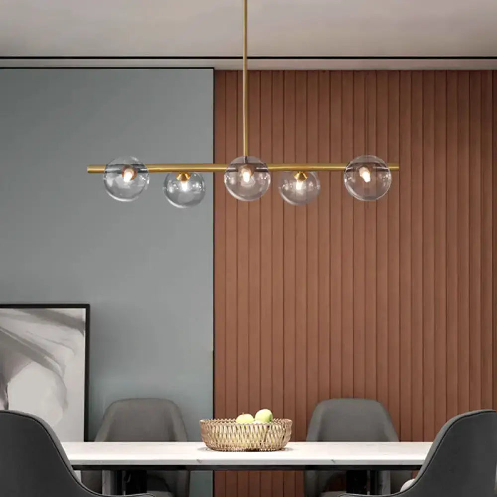 DecorBites™ Brass Island Pendant Light Fixture - Simplicity Ball Glass Dining Room Lighting Kit