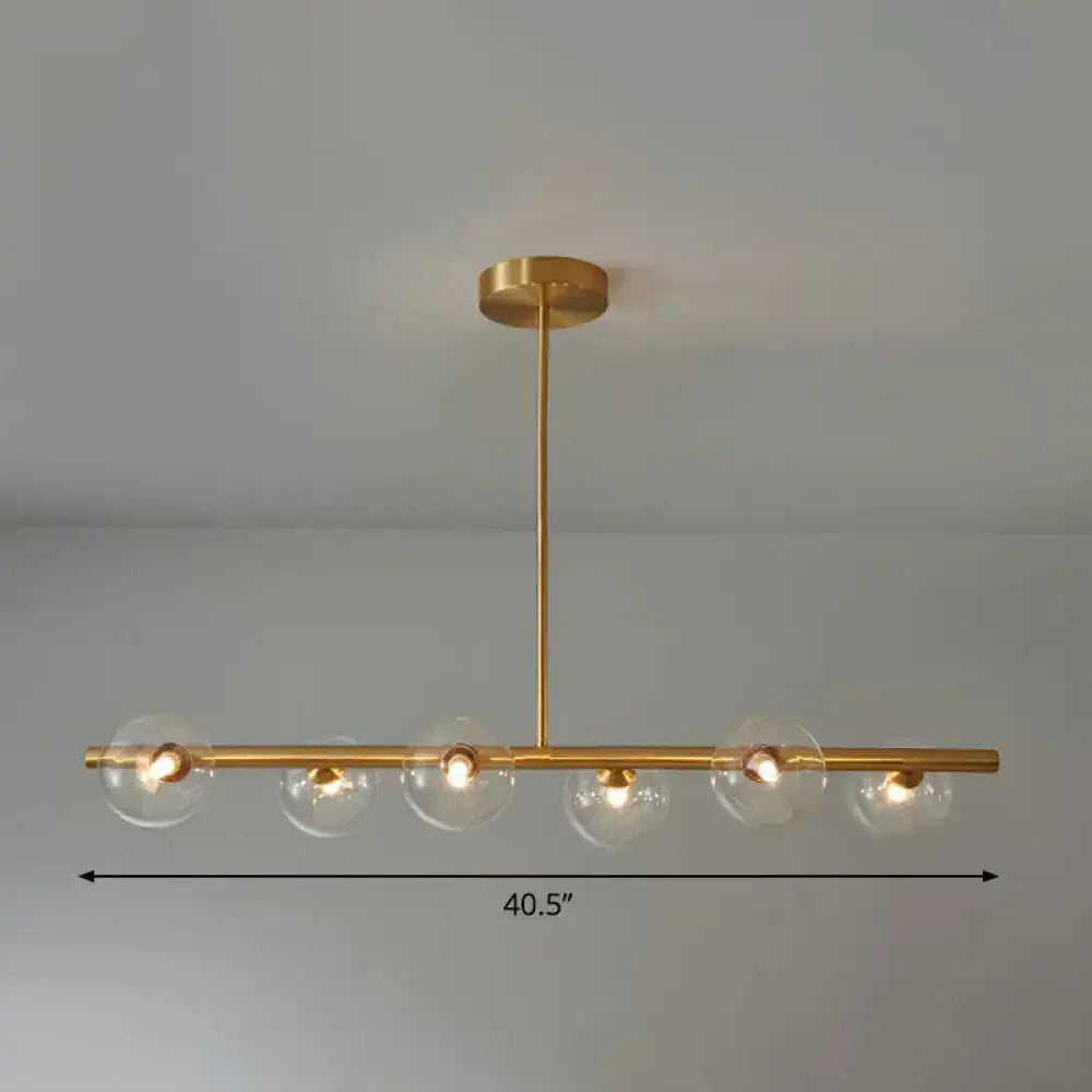 DecorBites™ Brass Plated Glass Sphere Island Pendant Light - Modern Hanging Lighting for Dining Room