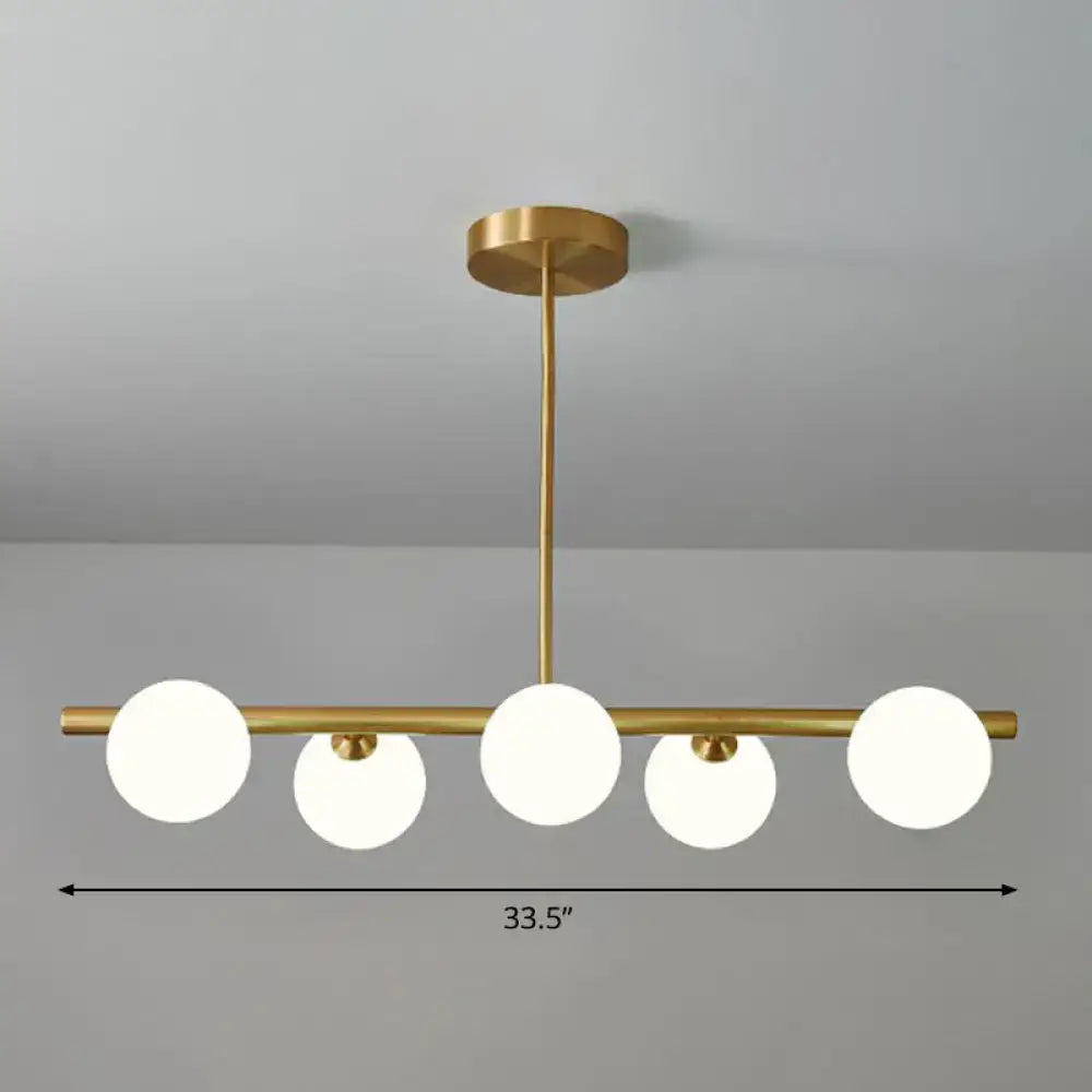 DecorBites™ Brass Plated Glass Sphere Island Pendant Light - Modern Hanging Lighting for Dining Room
