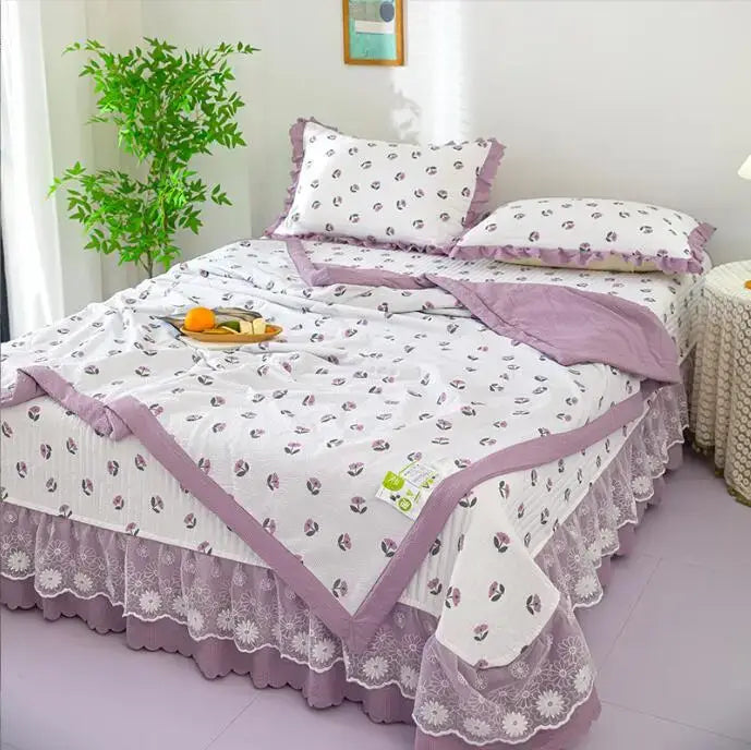 DecorBites™ Breathable Cotton Summer Bedding Set - 4 Pieces