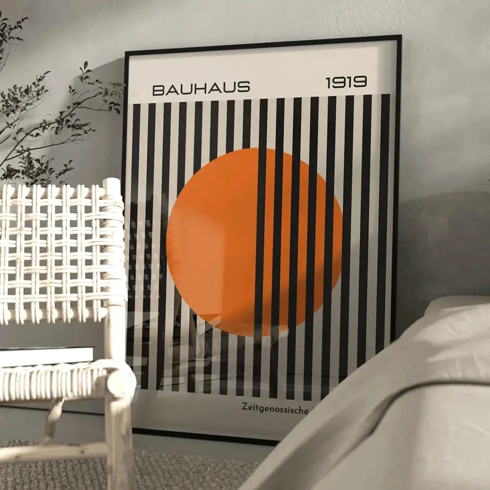 DecorBites™ فن الجدران ريترو باوهاوس برتقالي زاهي