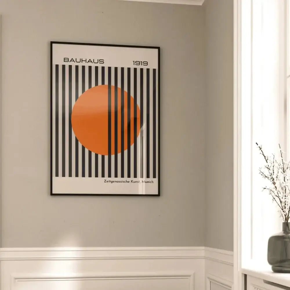 DecorBites™ فن الجدران ريترو باوهاوس برتقالي زاهي