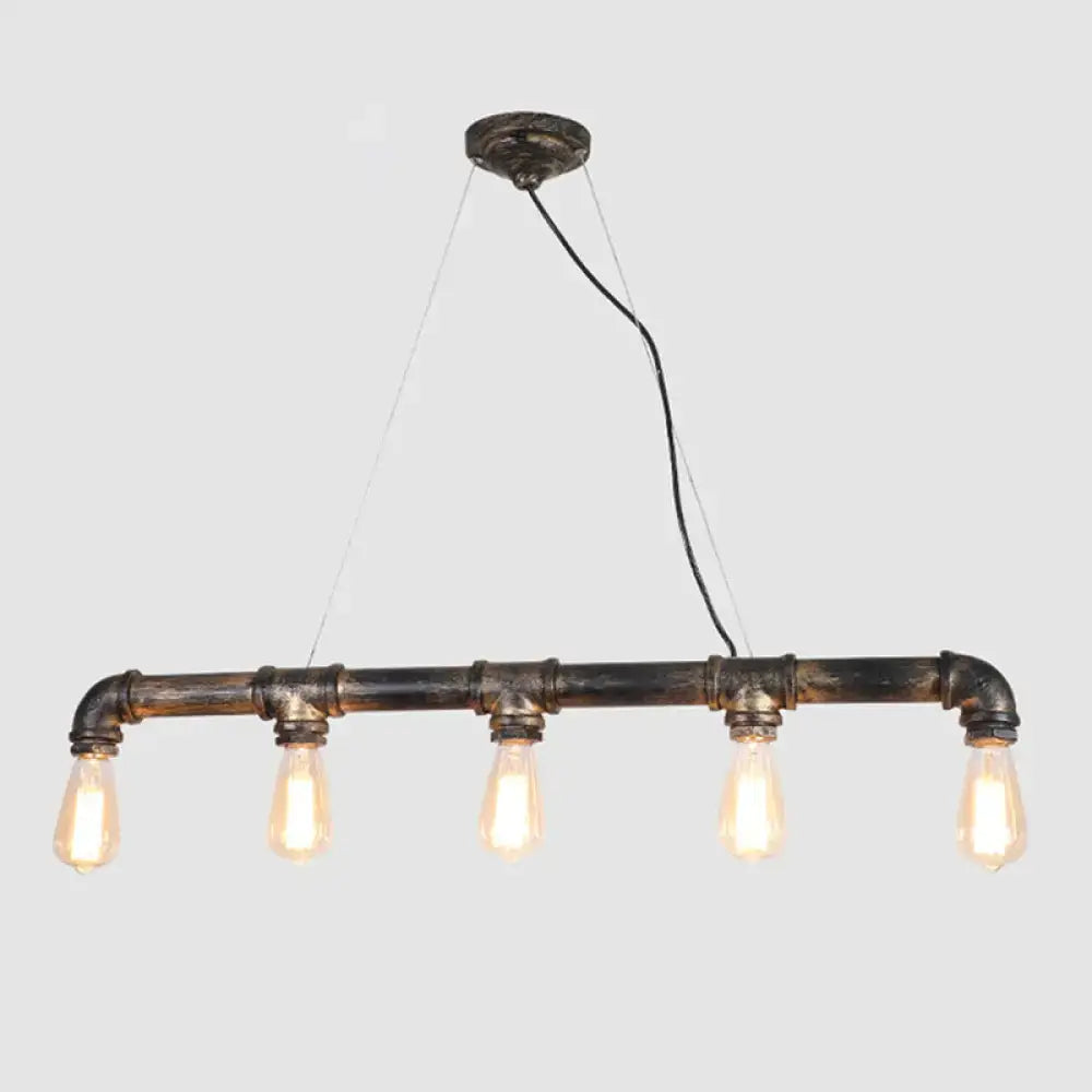 DecorBites™ Bronze Steampunk Water Pipe Island Light, Wrought Iron Suspended Fixture
