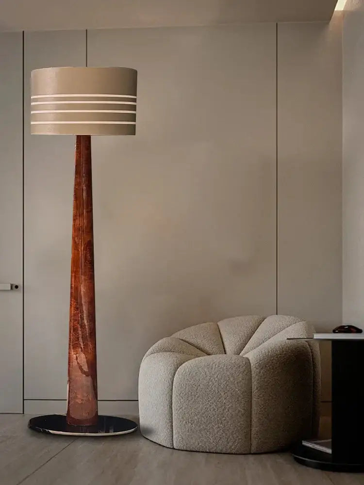 Decorbites brown leather wooden floor lamp for living room