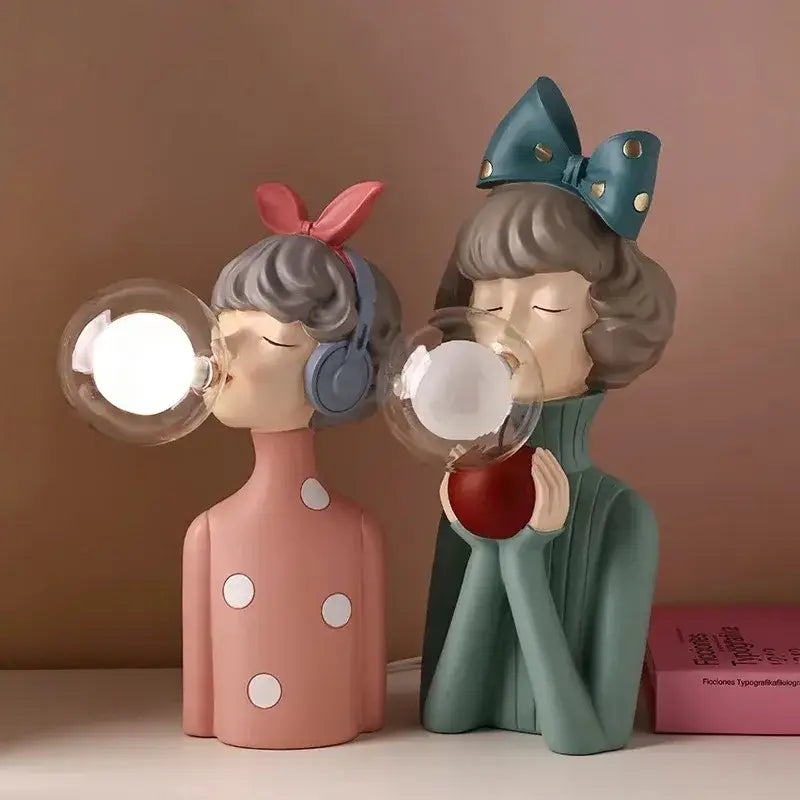 Decorbites bubble girl resin night light bedroom desk ornament
