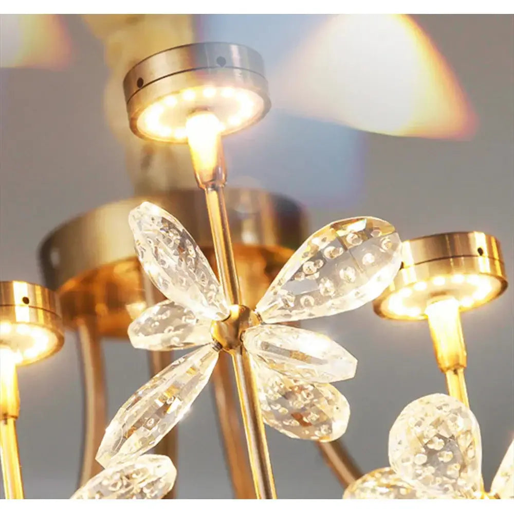 Decorbites butterfly chandelier gold crystal flower dining room light
