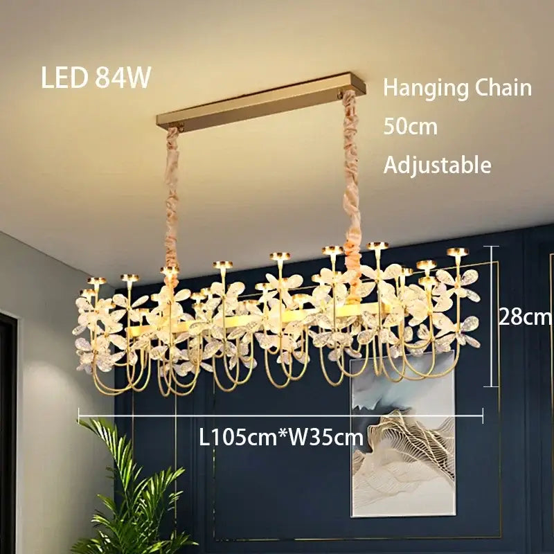Decorbites butterfly chandelier gold crystal flower dining room light