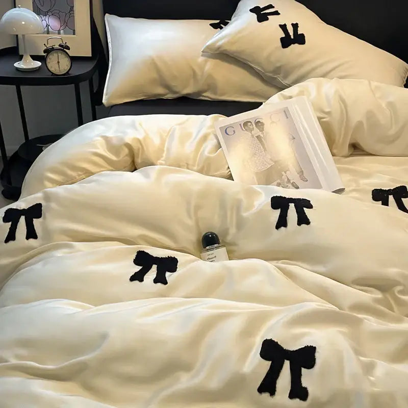 Decorbites butterfly embroidered black & white pi pillow bedroom decor