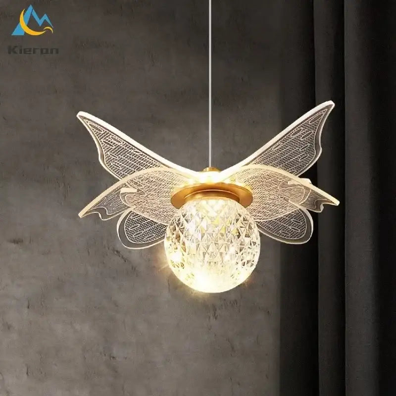 Decorbites butterfly led crystal pendant light for bedroom