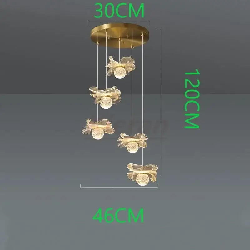 Decorbites butterfly led crystal pendant light for bedroom