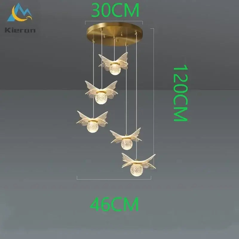 Decorbites butterfly led crystal pendant light for bedroom