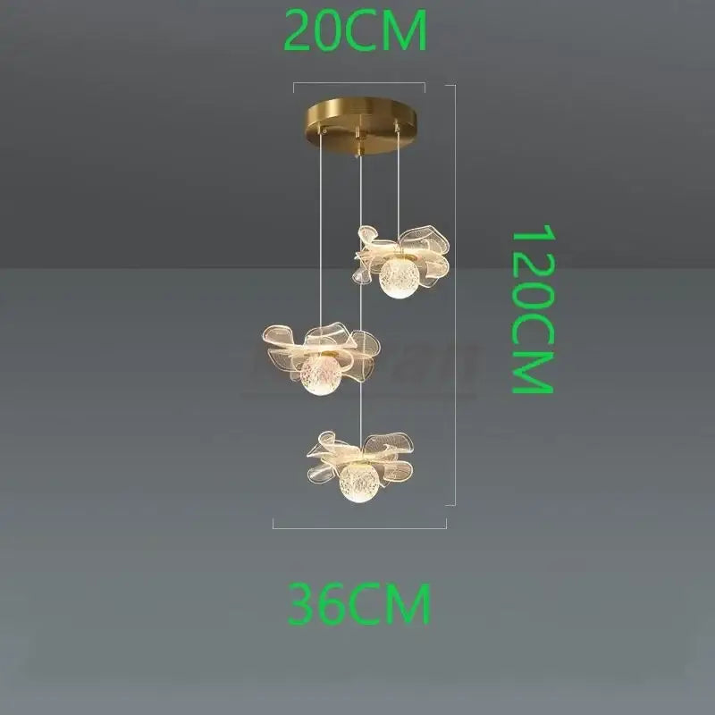 Decorbites butterfly led crystal pendant light for bedroom
