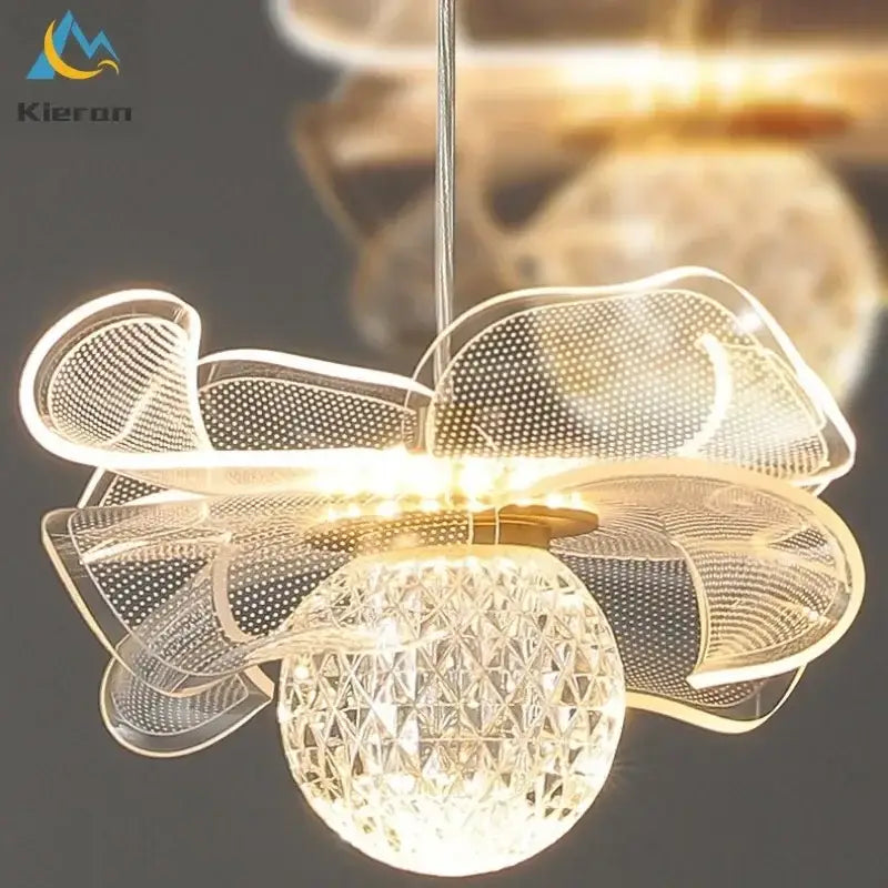 Decorbites butterfly led crystal pendant light for bedroom
