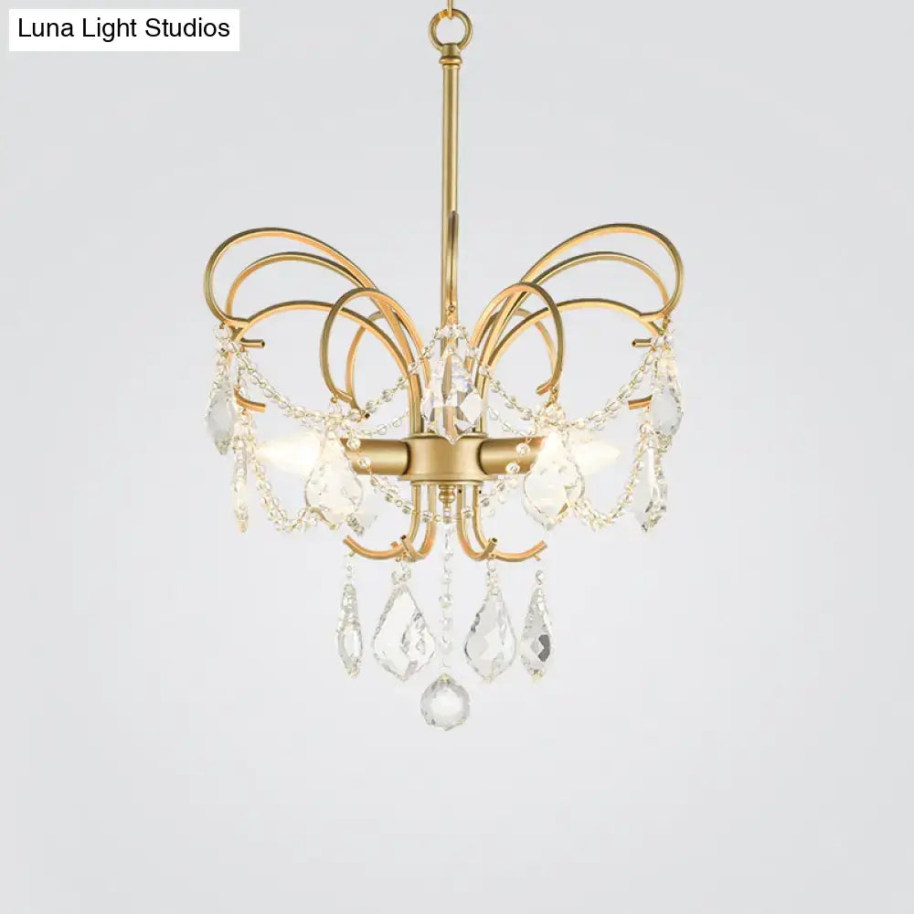 Decorbites butterfly shaped gold chandelier with living room crystals