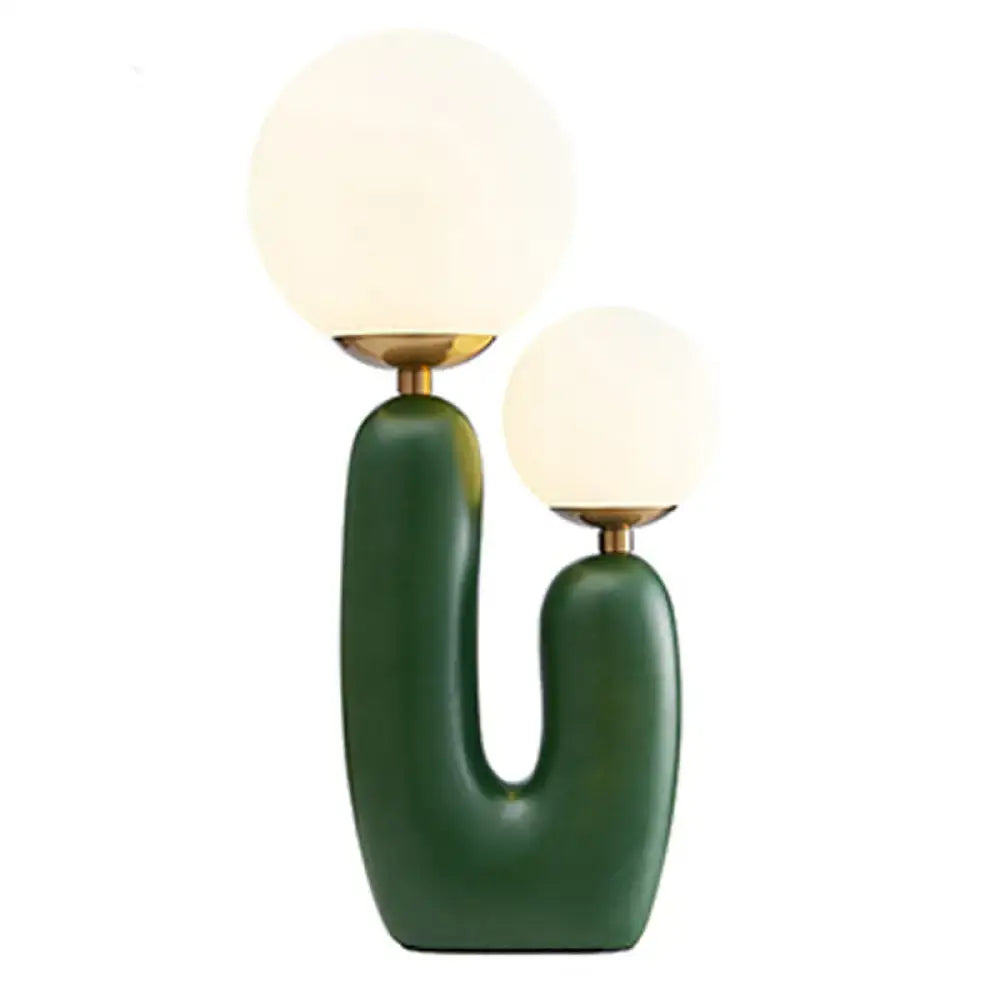 DecorBites™ Cactus Bedside Table Light - Nordic Style Night Lamp with Cream Glass Shade