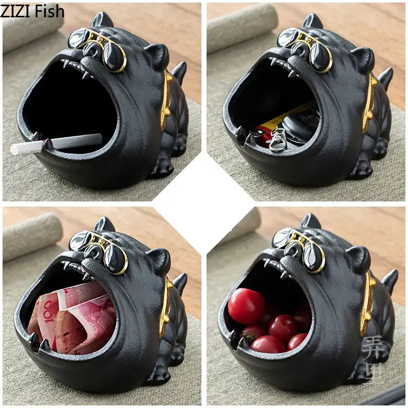Decorbites cartoon dog ashtray black & gold living room resin decor