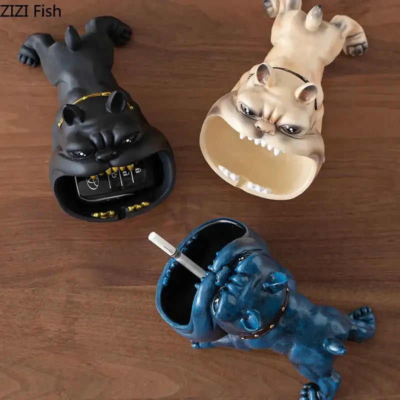 Decorbites cartoon dog ashtray black & gold living room resin decor