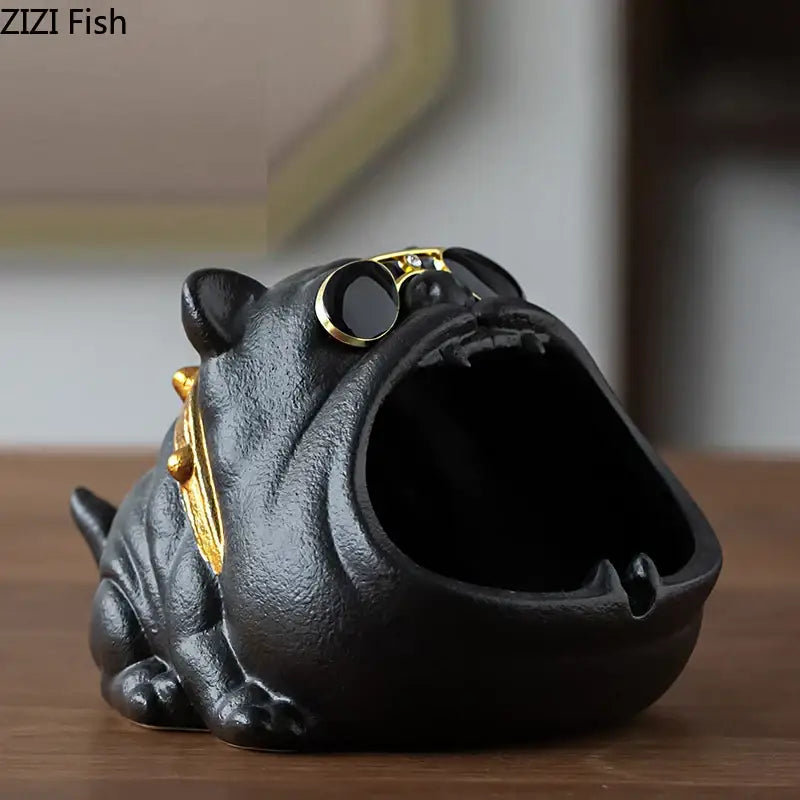 Decorbites cartoon dog ashtray black & gold living room resin decor