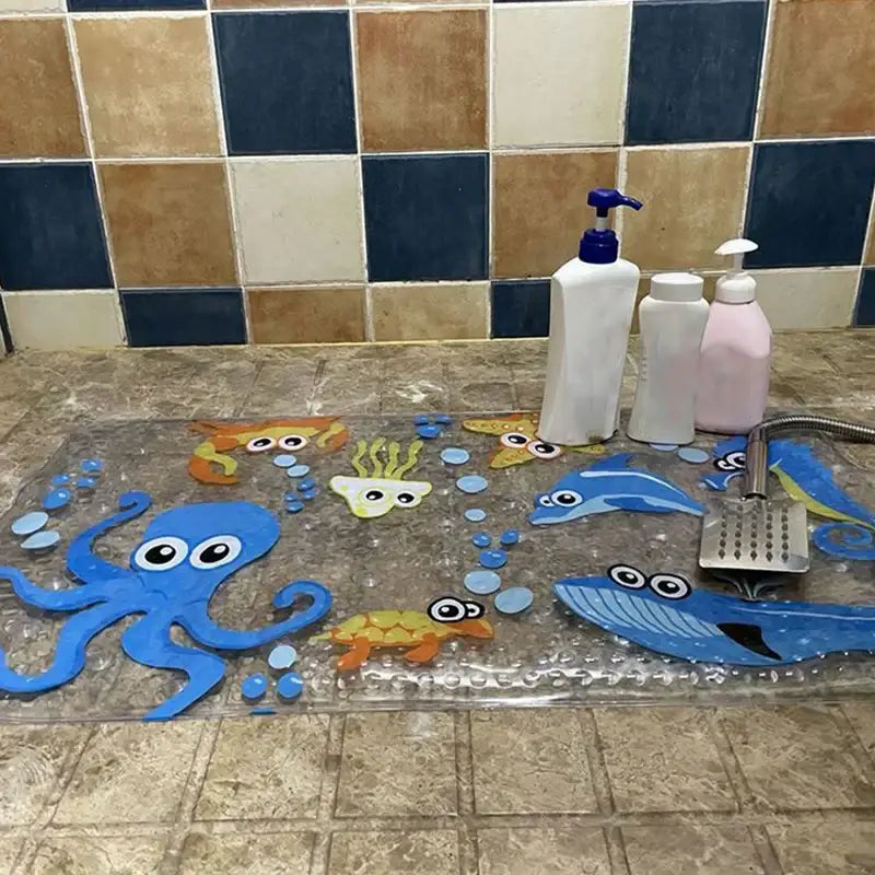Decorbites cartoon non-slip sea creature bathroom mat for children