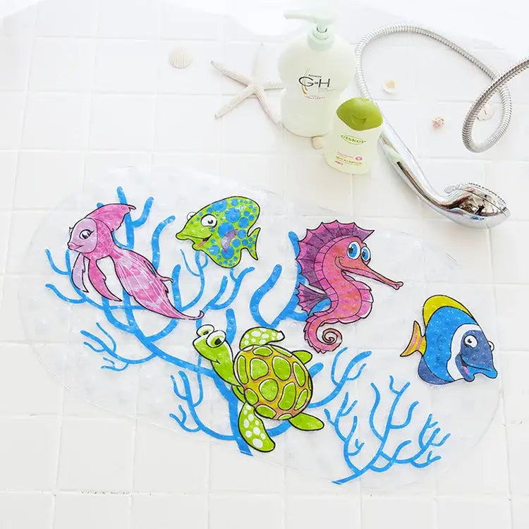 Decorbites cartoon non-slip sea creature bathroom mat for children