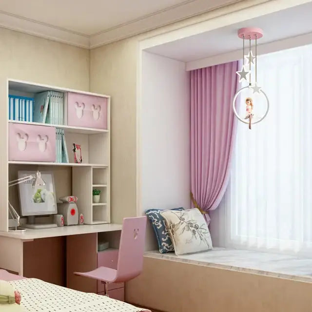 Decorbites cartoon princess chandelier pink led kids bedroom light