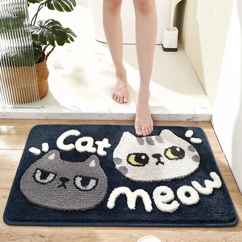 Decorbites cartoon puppy flocked brown bath rug bathroom mat