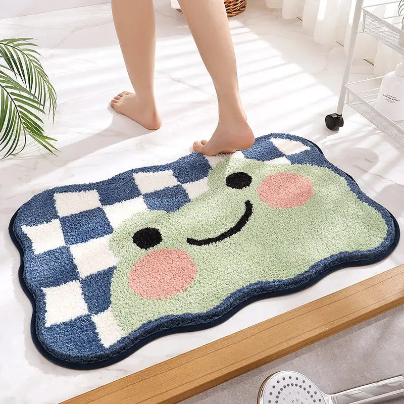 Decorbites cartoon puppy flocked brown bath rug bathroom mat