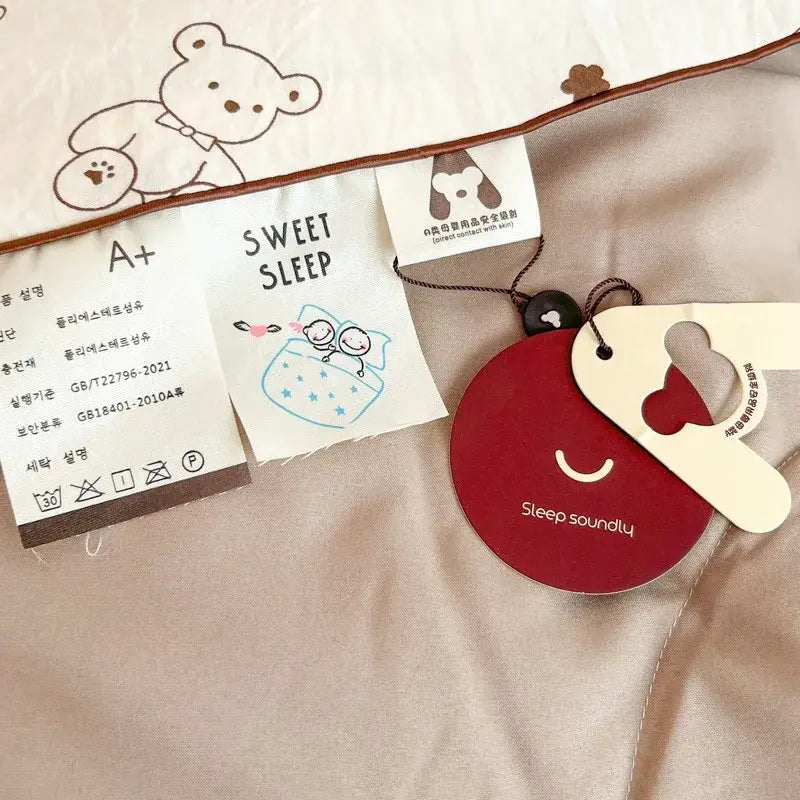 Decorbites cartoon summer cream teddy bear blanket bedroom cotton bedding