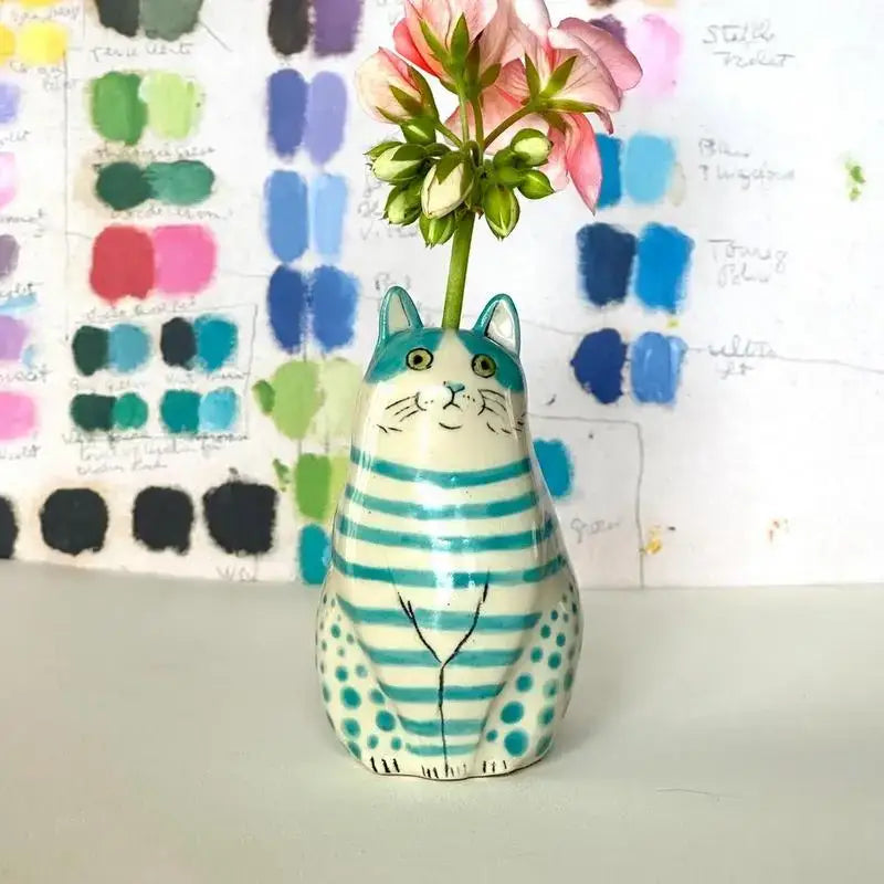 DecorBites™ Cat Polka Dot Resin Flower Bud Vase