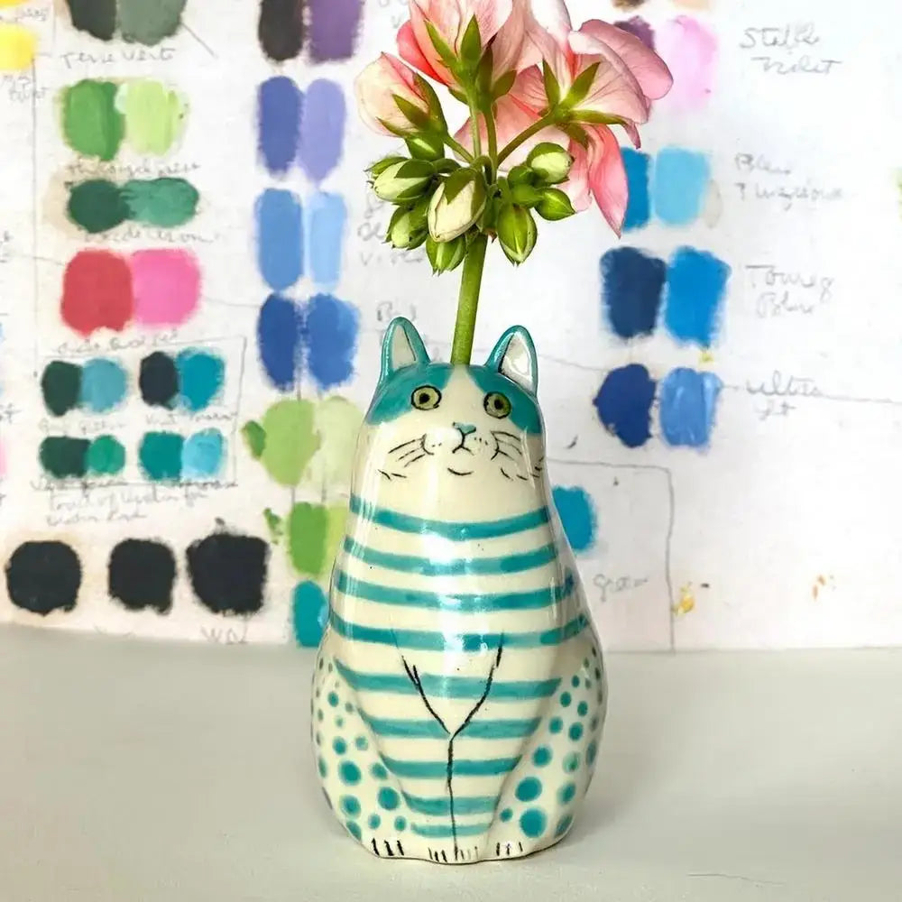 DecorBites™ Cat Polka Dot Resin Flower Bud Vase