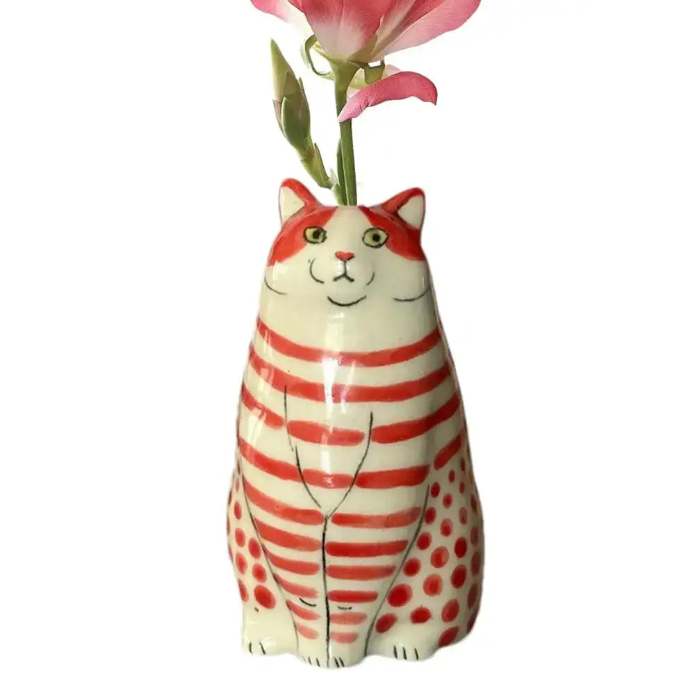 DecorBites™ Cat Polka Dot Resin Flower Bud Vase