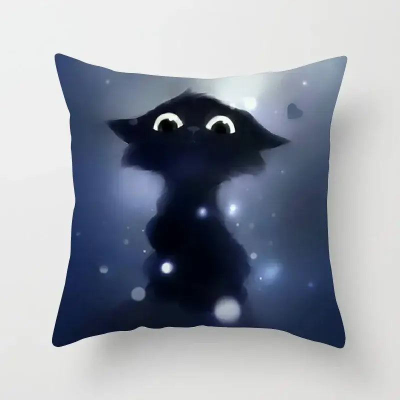 Decorbites cat printed plush cushion cover black & white living room