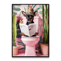 DecorBites™ Cat Reading on Toilet Canvas Wall Art